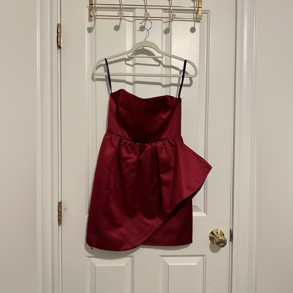 Shoshanna midnight deep red/maroon silky strapless dress
